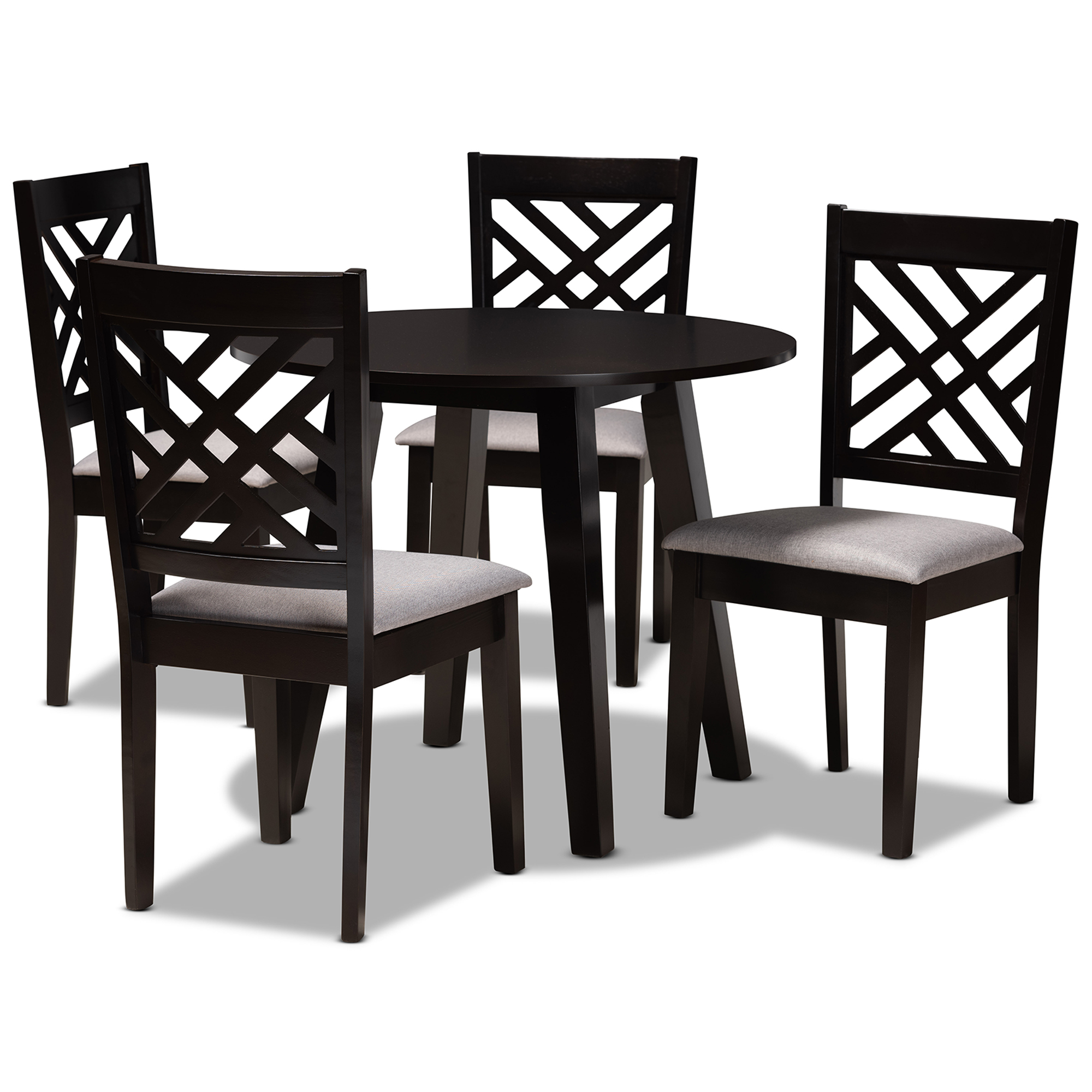 Baxton Studio Lilly Modern and Contemporary Grey Fabric Upholstered and Dark Brown Finished Wood 5-Piece Dining Set